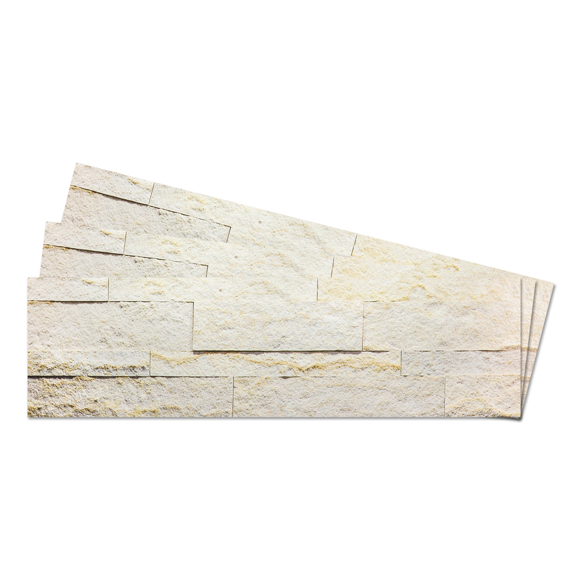 Ecru White - Self-Adhesive 3D Peel & Stick Real Stacked Stone Tiles [Pack  of 10]